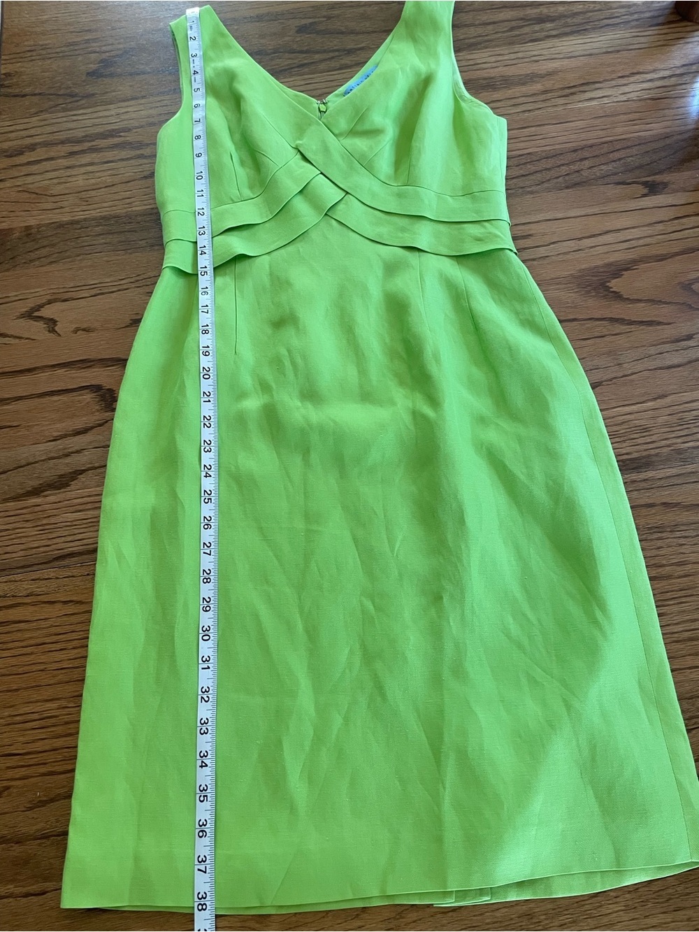 ANTONIO MELANI Bright Lime Green V-Neck Midi Dress - Picture 10 of 10